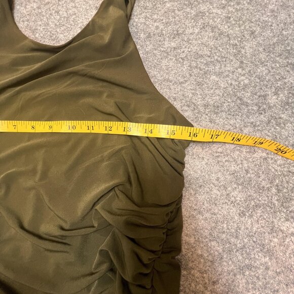 Banana Republic Dress Women Med Green Ruched Maxi Tank Side Slit Summer Casual - Picture 8 of 13